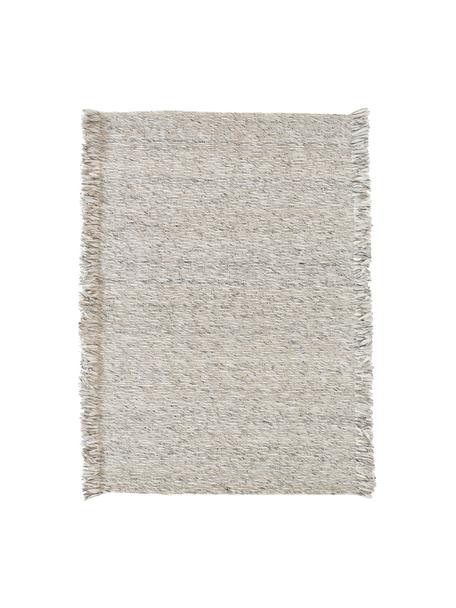 Tappeto a tessitura piatto con frange Bunko, 86% poliestere riciclato, 14% cotone, Beige maculato, Larg. 80 x Lung. 150 cm (taglia XS)