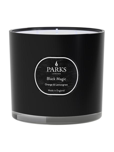 Driepits geurkaars Black Magic (sinaasappel, lavendel, geranium, citroengras), Houder: glas, Oranje & citroengras, Ø 12 x H 11 cm