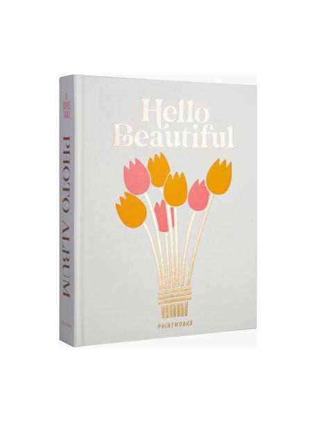Albúm de fotos Hello Beautiful, Funda: tela de algodón, cartón g, Gris claro, naranja, dorado, rosa, An 33 x Al 27 cm