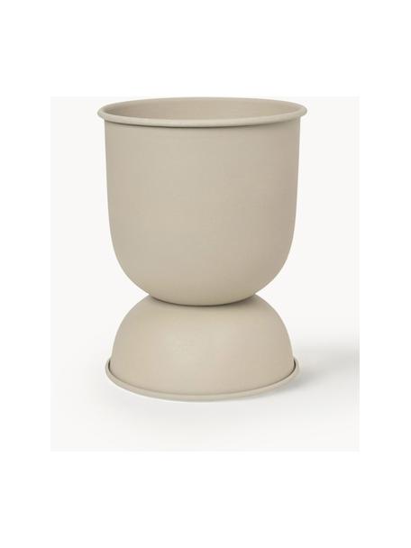 Cache-pot Hourglass, haut. 30 cm, Fer, enduit, Beige clair, mat, Ø 21 x haut. 30 cm