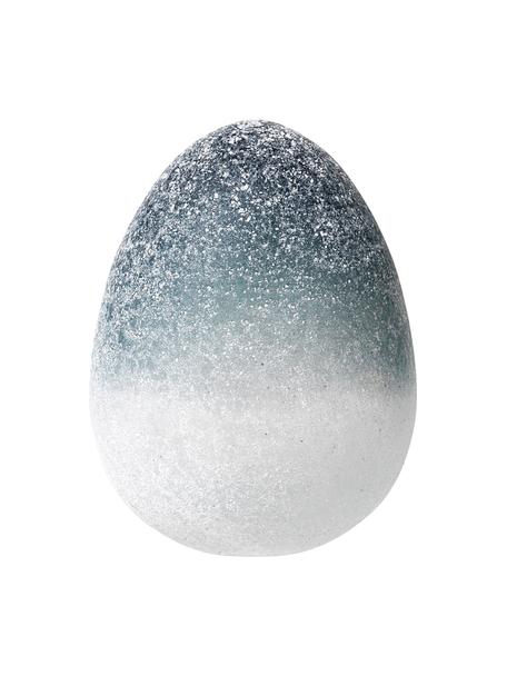 Uovo decorativo soffiato Gina, Vetro, Blu,bianco, Ø 11 x Alt. 14 cm