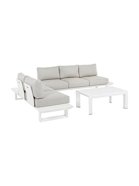 Tuin loungeset Konnor in beige/wit, 3-delig, Bekleding: 100% polypropyleen, Frame: gepoedercoat aluminium, Beige, wit, Set met verschillende formaten