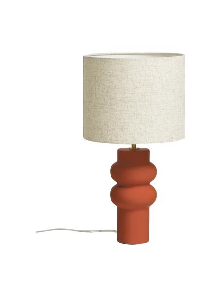 Lámpara de mesa grande de cerámica Christine, Pantalla: tela, Cable: plástico, Beige, rojo, Ø 28 x Al 53 cm