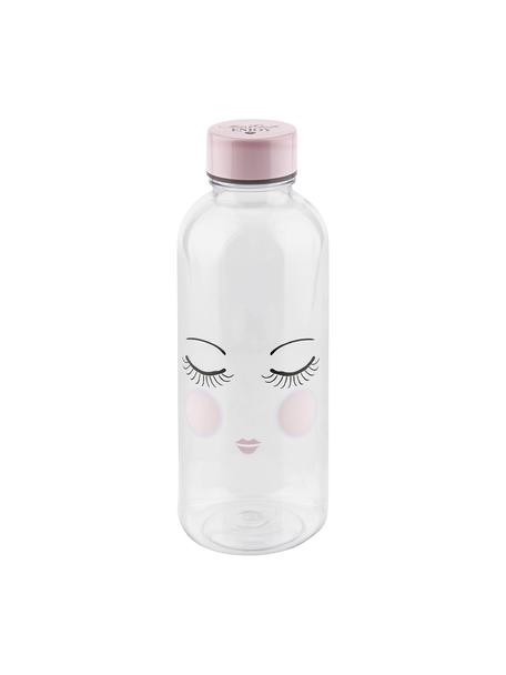 Trinkflasche Les Yeux, Kunststoff, frei von BPA, BPS und Phthalaten, Flasche: Transparent, Rosa, Schwarz Deckel: Rosa, Ø 8 x H 21 cm
