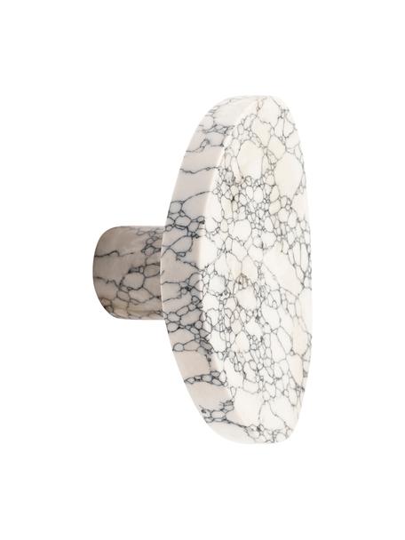 Wandhaken Crackle aus Marmor, Marmor, Weiß, marmoriert, B 7 x H 4 cm