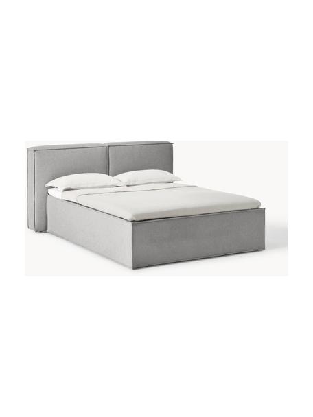 Boxspringbett Lennon, Bezug: 100 % Polyester Der strap, Matratze: 7-Zonen-Taschenfederkern, Webstoff Grau, B 200 x L 200 cm, Härtegrad H2+H3