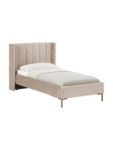 Einzelbett Dusk aus Samt, Bezug: Polyestersamt Der hochwer, Korpus: Massives Kiefernholz, FSC, Samt Beige, B 90 x L 200 cm