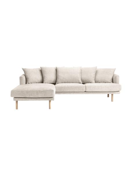 Sofá rinconera Adrian (3 plazas), Tapizado: 47% viscosa, 23% algodón,, Tapizado: relleno de espuma, Estructura: madera contrachapada, Patas: madera de roble aceitada, Tejido beige, An 255 x F 182 cm, chaise longue izquierda