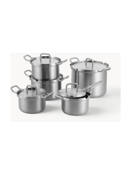 Batería de cocina de acero inoxidable Q-Linair, 5 pzas., Acero inoxidable, Plateado, Set de diferentes tamaños