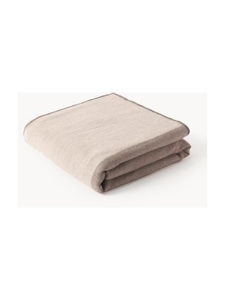 Plaid à rayures en laine Ivory, Tons beiges, larg 180 x long. 250 cm (pour lits jusqu'à 140 x 200 cm)
