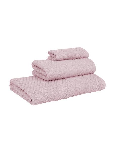 Set de toallas texturizada Katharina, 3 pzas., Rosa palo, Set de diferentes tamaños