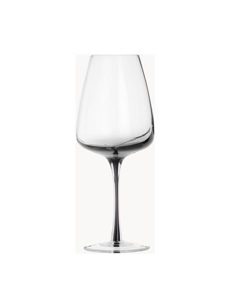Ručně foukané sklenice na víno s barevným přechodem Smoke, 4 ks, Foukané a silnostěnné sklo, Transparentní, kouřově šedá, Ø 9 x V 21 cm, 250 ml