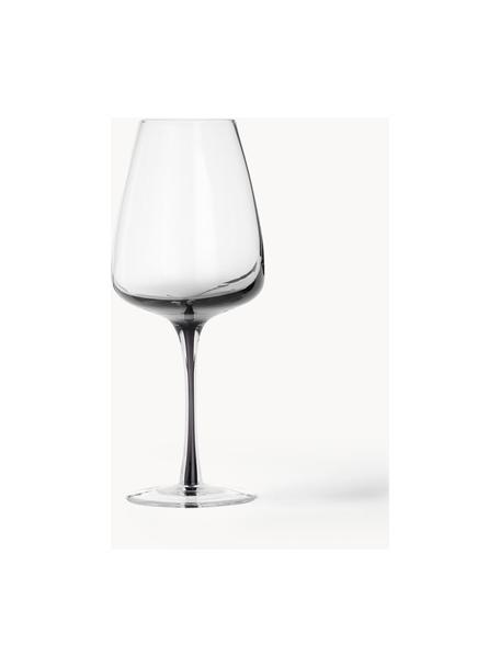 Bicchiere da vino in vetro soffiato con sfumatura Smoke 4 pz, Vetro soffiato e pareti spesse, Trasparente, grigio, Ø 9 x Alt. 21 cm, 250 ml