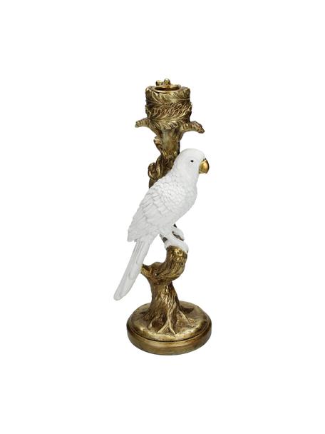 Candelabro de diseño Parrot, Poliresina, Dorado, blanco, An 10 x Al 26 cm