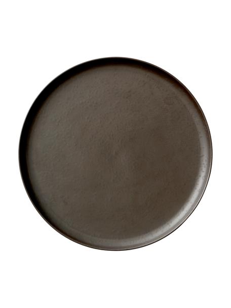 Assiette plate faite main New Norm, Porcelaine, Brun foncé, Ø 27 x haut. 2 cm