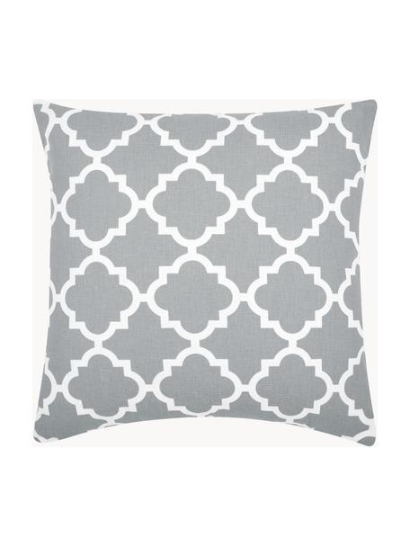 Kissenhülle Lana mit grafischem Muster, 100% Baumwolle, Grau, Weiß, B 45 x L 45 cm