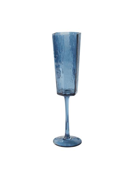 Champagnergläser Amory in Blau, 4 Stück, Glas, Blau, transparent, Ø 6 x H 26 cm, 230 ml