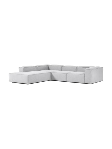 Modulares XL-Ecksofa Lennon, Bezug: 100% Polyester Der strapa, Gestell: Massives Kiefernholz, FSC, Webstoff Hellgrau, B 329 x H 68 cm, Eckteil links