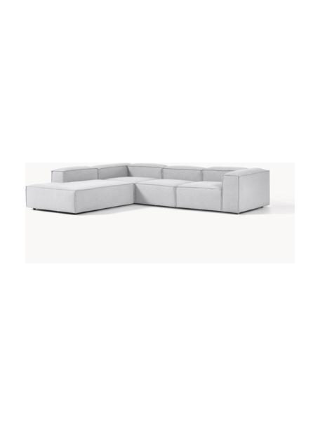 Sofá rinconera modular grande Lennon, Tapizado: 100% poliéster Alta resis, Estructura: madera contrachapada de p, Patas: plástico, Tejido gris claro, An 329 x F 269 cm, chaise longue izquierda