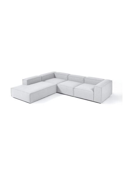Narożna sofa modułowa XL Lennon, Tapicerka: 100% poliester Dzięki tka, Stelaż: lite drewno, sklejka, Nogi: tworzywo sztuczne, Jasnoszara tkanina, S 329 x G 269 cm, lewostronna