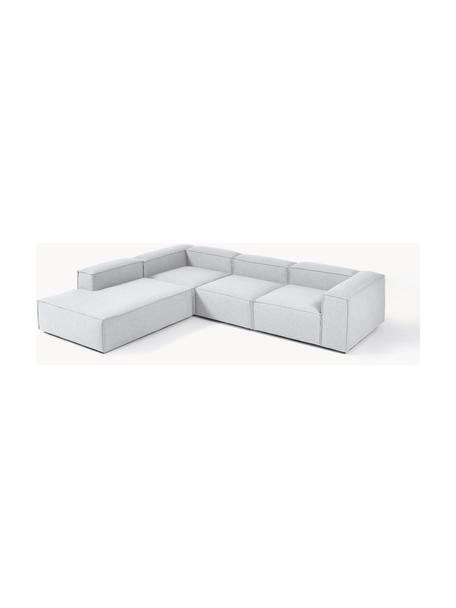 Narożna sofa modułowa XL Lennon, Tapicerka: 100% poliester Dzięki tka, Stelaż: lite drewno sosnowe, skle, Nogi: tworzywo sztuczne Ten pro, Szara tkanina, S 329 x G 269 cm, lewostronna