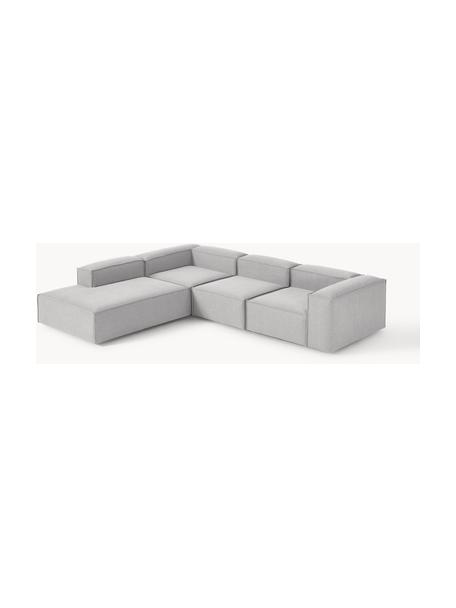 Narożna sofa modułowa XL Lennon, Tapicerka: 100% poliester Dzięki tka, Stelaż: lite drewno sosnowe, skle, Nogi: tworzywo sztuczne Ten pro, Szara tkanina, S 329 x G 269 cm, lewostronna