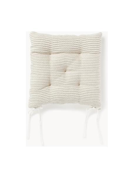 Cojines de asiento de algodón a rayas Silia, 2 uds., Funda: 100% algodón, Beige claro, blanco, An 40 x L 40 cm