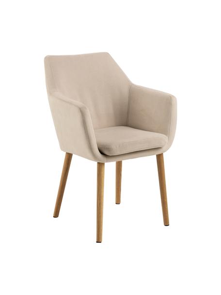 Židle s područkami a dřevěnými nohami Nora, Písková, Š 58 cm, H 58 cm