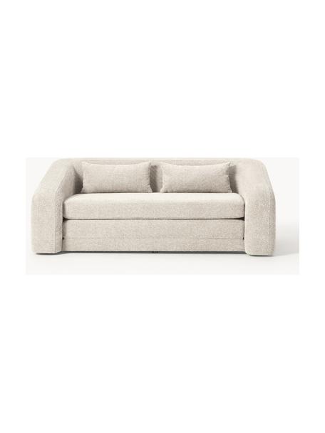 Sofá cama de borreguillo bouclé Eliot (2 plazas), Tapizado: tejido borreguillo bouclé, Estructura: madera aglomerada, madera, Patas: plástico Este producto es, Borreguillo bouclé Off White, An 180 x F 100 cm