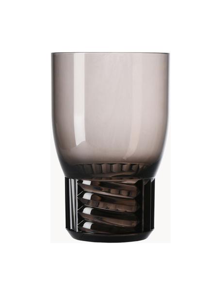 Vasos con relieves Trama, 4 uds., Plástico, Gris transparente, Ø 9 x Al 13 cm, 460 ml