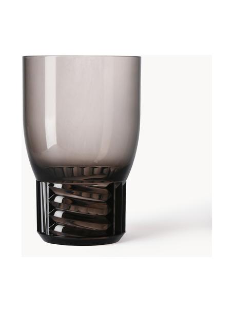 Verres à eau avec surface texturée Trama, 4 pièces, Plastique, Gris, transparent, Ø 9 x haut. 13 cm, 460 ml