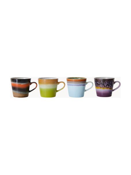 Tazas artesanales de cerámica esmaltada 70s, 4 uds., Cerámica, Multicolor, Ø 9 x Al 9 cm, 300 ml