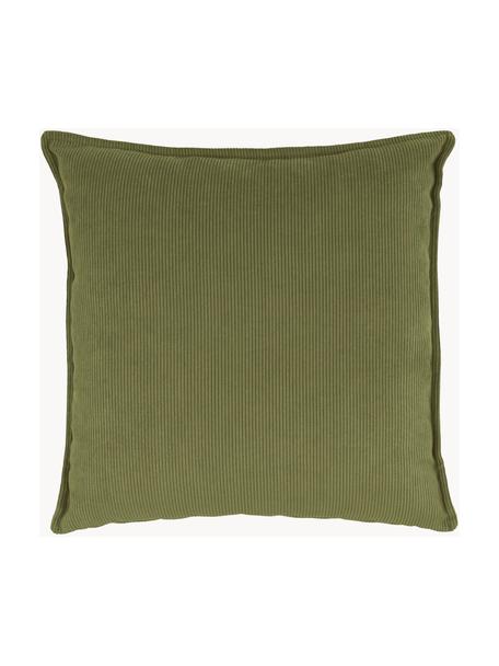 Cord-Sofa-Kissen Lennon, Bezug: Cord (92 % Polyester, 8 %, Cord Olivgrün, B 60 x L 60 cm