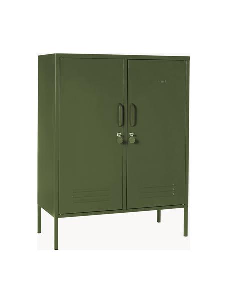 Credenza alta in metallo The Midi, Acciaio verniciato a polvere, Verde scuro, Larg. 85 x Alt. 111 cm