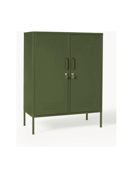 Chiffonnier de metal The Midi, Acero con pintura en polvo, Verde oscuro, An 85 x Al 111 cm