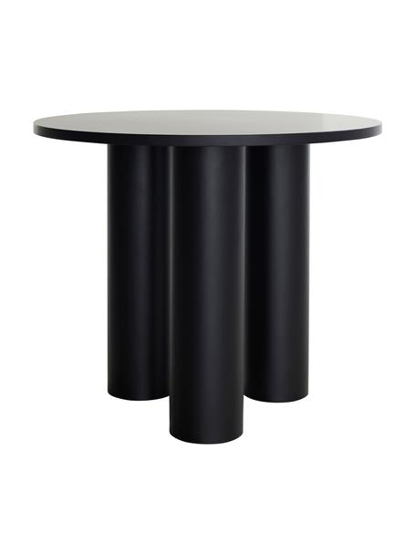 Kulatý stůl Colette, Potažená MDF deska (dřevovláknitá deska střední hustoty), Černá, Ø 90 cm