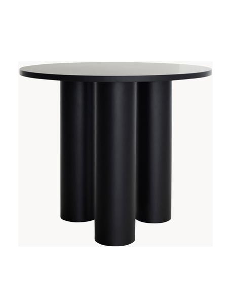 Kulatý stůl Colette, Ø 90 cm, MDF deska (dřevovláknitá deska střední hustoty) s lakovaná dýha z ořechového dřeva, certifikace FSC, Černá, Ø 90 cm