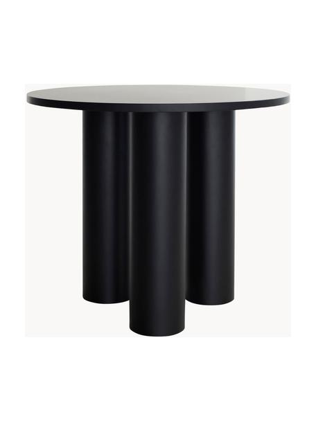 Stół Colette, Płyta pilśniowa średniej gęstości (MDF) z fornirem z drewna orzechowego, lakierowana z certyfikatem FSC, Czarny, Ø 90 x W 72 cm