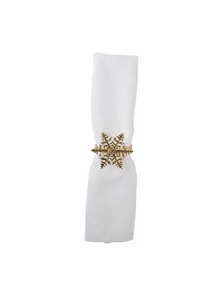 Schneeflocken-Serviettenringe Snowflake in Gold, 4 Stück, Metall, beschichtet, Goldfarben, Ø 5 x H 4 cm