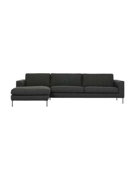 Ecksofa Cucita (4-Sitzer) mit Metall-Füssen, Bezug: Webstoff (100% Polyester), Gestell: Massives Kiefernholz, FSC, Webstoff Anthrazit, B 302 x T 163 cm, Eckteil links