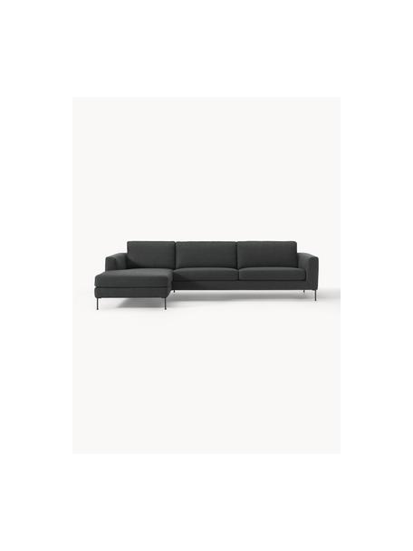 Sofa narożna Cucita (4-osobowa), Tapicerka: tkanina (100% poliester) , Nogi: metal lakierowany Materia, Antracytowa tkanina, S 302 x G 163 cm, lewostronna