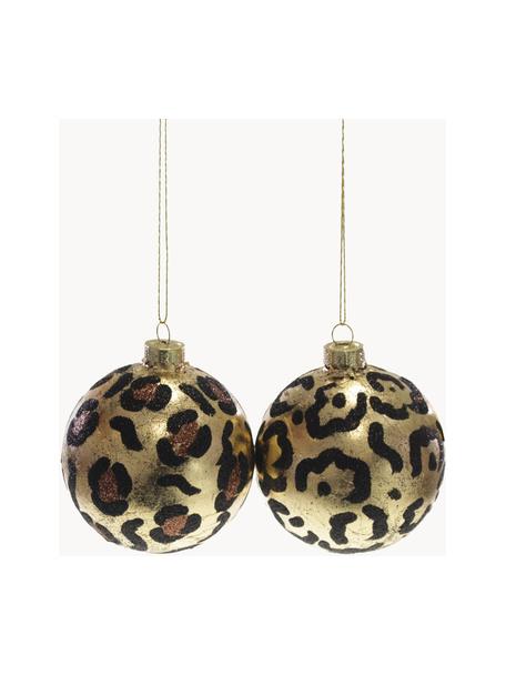 Set de bolas de Navidad Safari, Ø 8 cm, 2 uds., Dorado, negro, marrón, Ø 8 x Al 8 cm