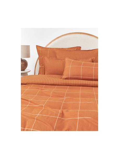 Flanellen dekbedovertrek Noelle, Weeftechniek: flanel, Oranje, wit, B 140 x L 200 cm