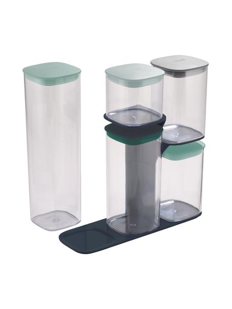 Set de botes Podium, 6 pzas., Plástico SAN, silicona, plástico HIPS, Verde transparente, Set de diferentes tamaños