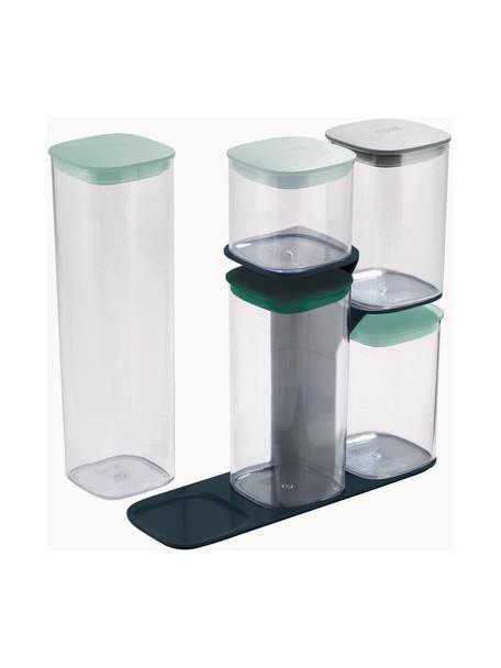 Set de botes Podium, 6 pzas., Plástico SAN, silicona, plástico HIPS, Verde transparente, Set de diferentes tamaños
