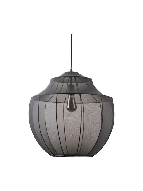 Hanglamp Beau van netstof in grijs, Lampenkap: textiel, Baldakijn: gepoedercoat metaal, Grijs, Ø 52 x H 52 cm
