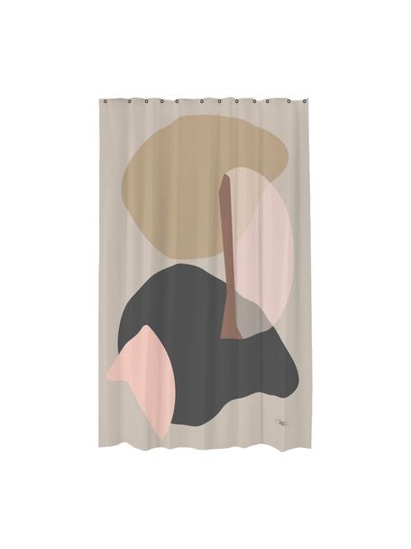 Douchegordijn Gallery met abstract patroon, Polyester, Beige, roze, grijs, B 150 x L 200 cm