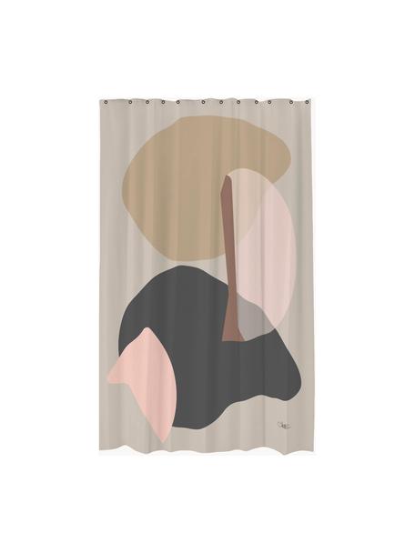 Tenda da doccia con motivo astratto Gallery, Poliestere, Beige, rosa, grigio, Larg. 150 x Lung. 200 cm