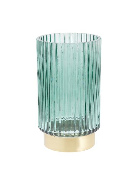 Vase déco vert socle en métal Lene, Vase : vert, transparent Socle : couleur dorée, mat, Ø 12 x haut. 20 cm