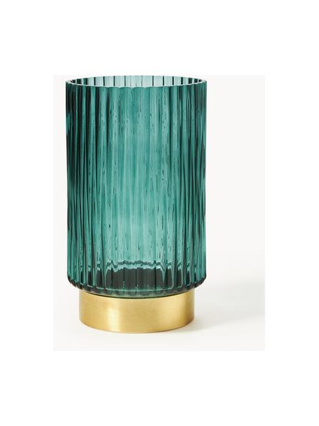 Vase en verre vert Lene, Vert, doré, Ø 12 x haut. 20 cm